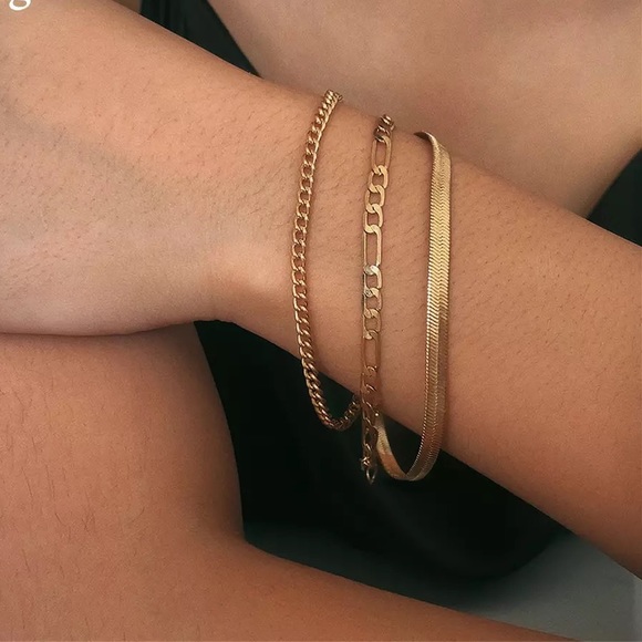 l a s t  one | gold layered chain bracelet set ✧ - Picture 5 of 8